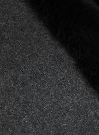 Faux Fur Collar Poncho