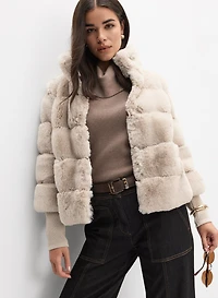 Ribbed Faux Fur Coat