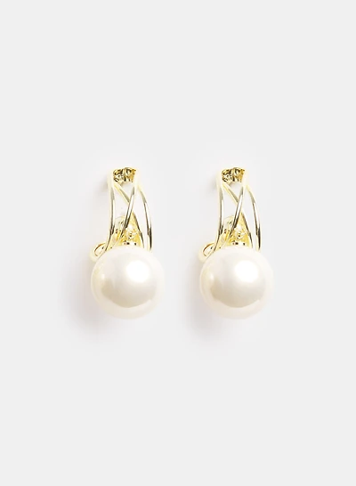 Pearl Open Hoop Earrings