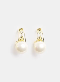 Pearl Open Hoop Earrings