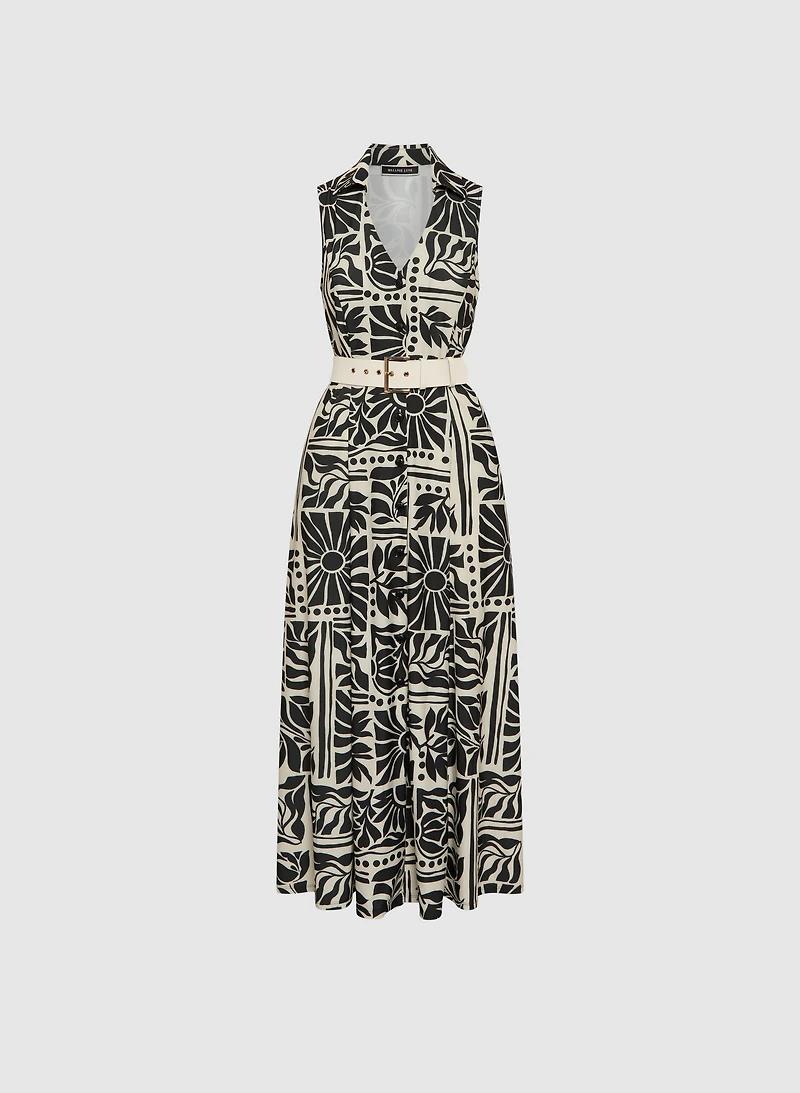 Tropical Print Shirt Dress