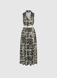 Tropical Print Shirt Dress