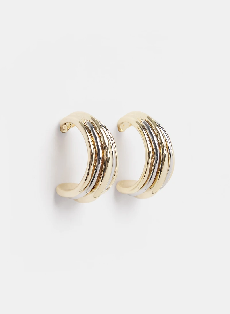 Two-Tone Half Hoop Earrings