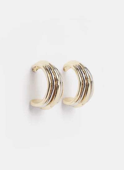 Two-Tone Half Hoop Earrings
