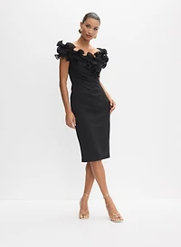 BA Nites - Ruffled Off-The-Shoulder Dress