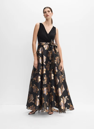 Metallic Floral Organza Dress