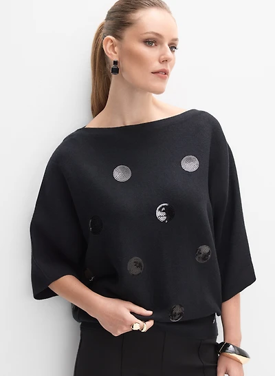 Joseph Ribkoff - Sequined Polka Dot Sweater