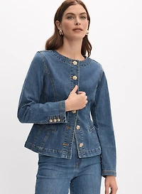 Collarless Denim Jacket