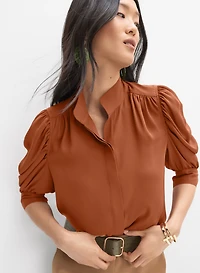 Draped Puff Sleeve Blouse