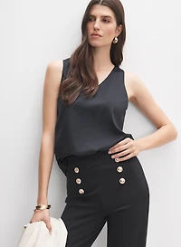 Blouse sans manches en satin