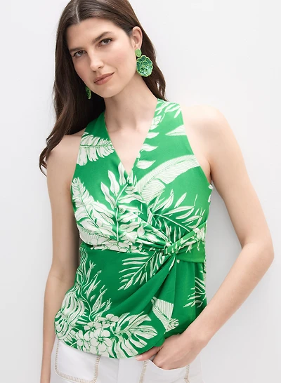 Haut noué à motif tropical