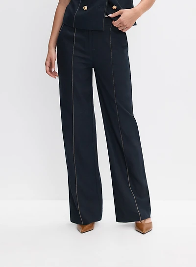Linen-Blend Straight-Leg Pants