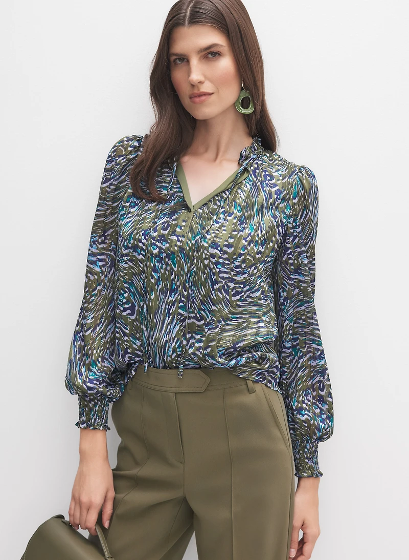 Blouse à motifs abstraits en chiffon