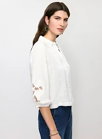 Embroidered Button Down Blouse
