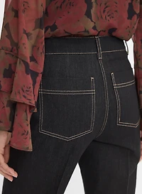 Contrast Stitch Flare-Leg Jeans