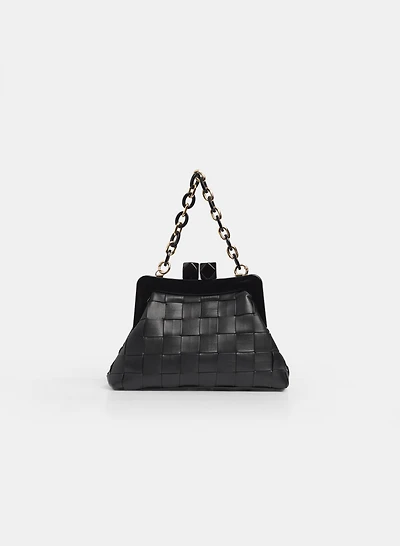 Basket Woven Vegan Leather Bag