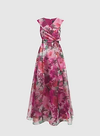 Robe florale en taffetas