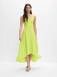 Linen-Blend Midi Dress