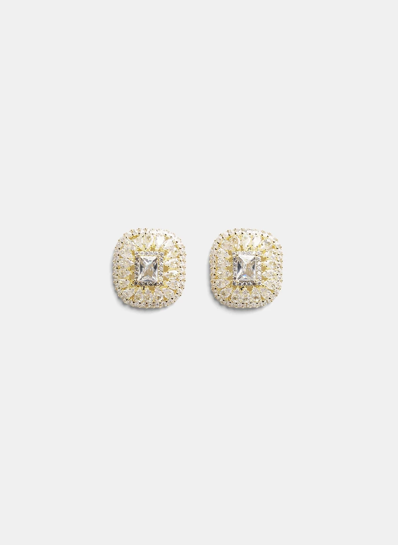 Boucles d'oreilles carrées à cristaux