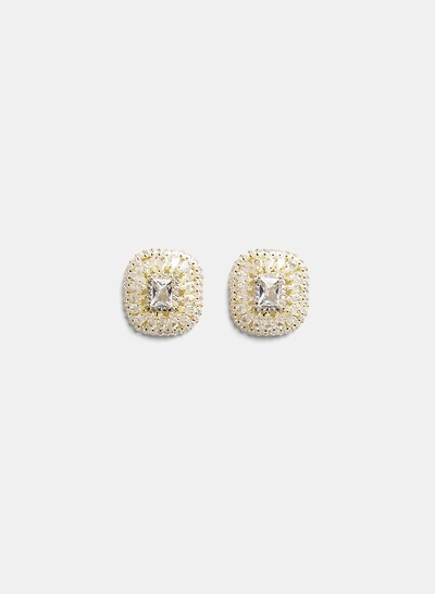 Boucles d'oreilles carrées à cristaux