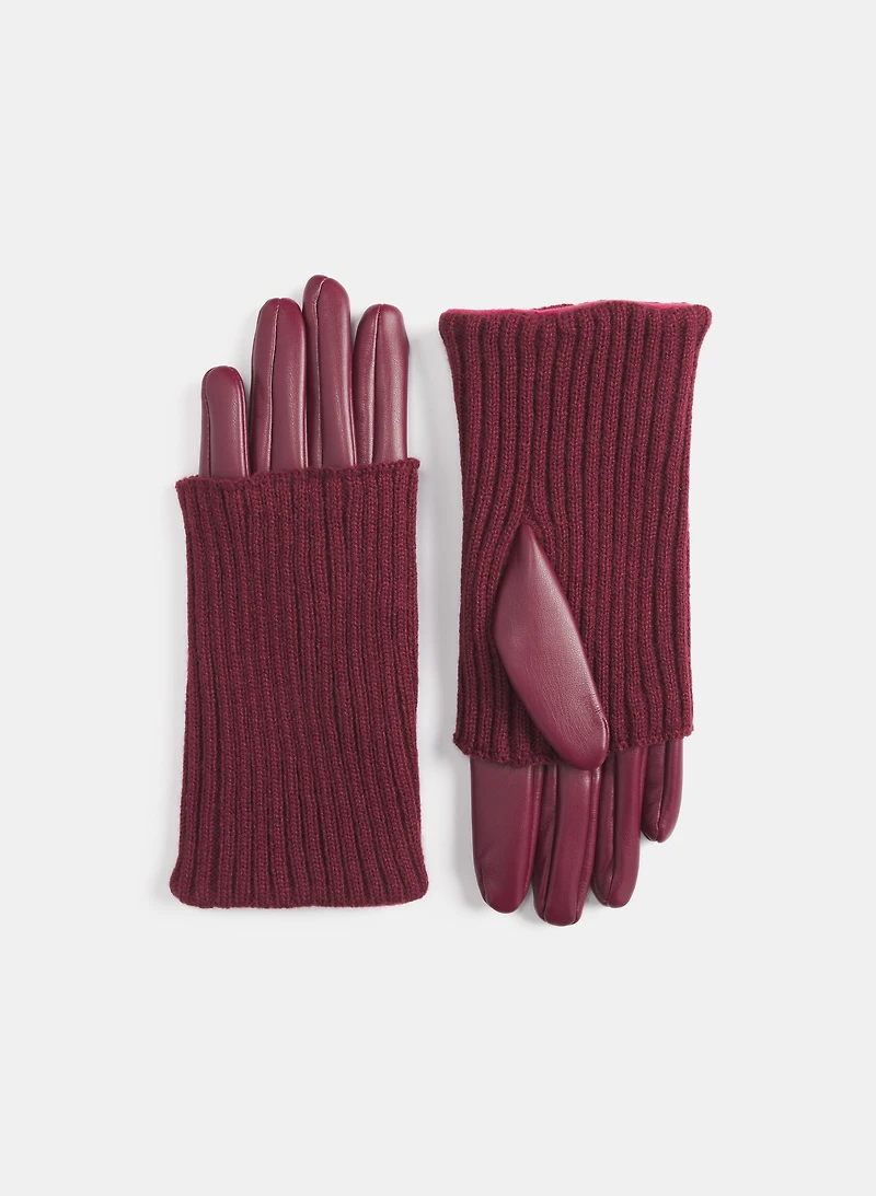 Gants à empiècement en tricot