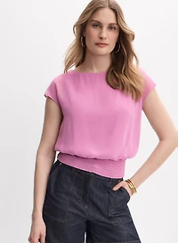 Smocked Chiffon Blouse
