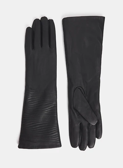 Wave Stitch Vegan Leather Gloves