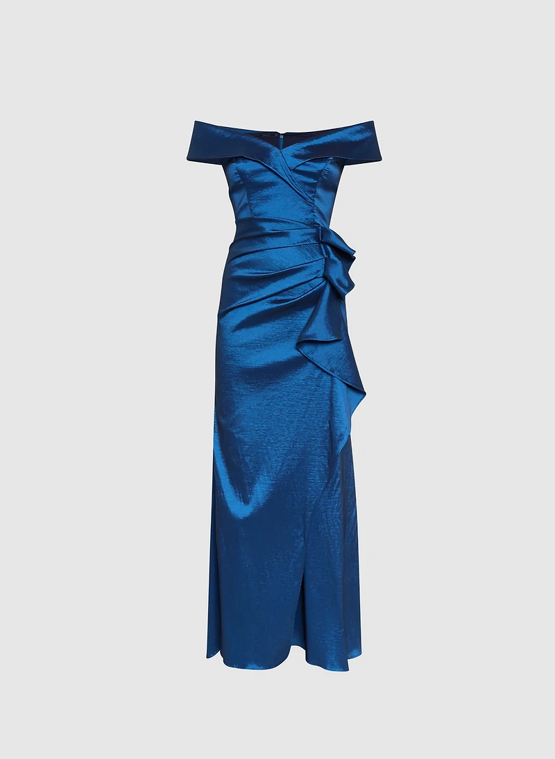 BA Nites - Off-Shoulder Waterfall Ruffle Dress