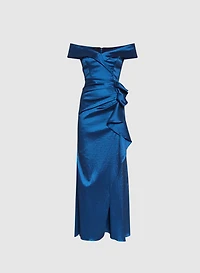 BA Nites - Off-Shoulder Waterfall Ruffle Dress