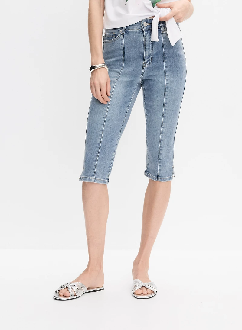 Slim-Leg Denim Capris