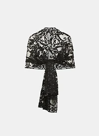 Châle transparent à broderies et paillettes