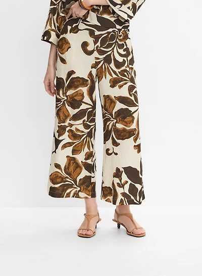 Pantalon floral à jambe large