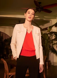 Button Detail Bouclé Jacket