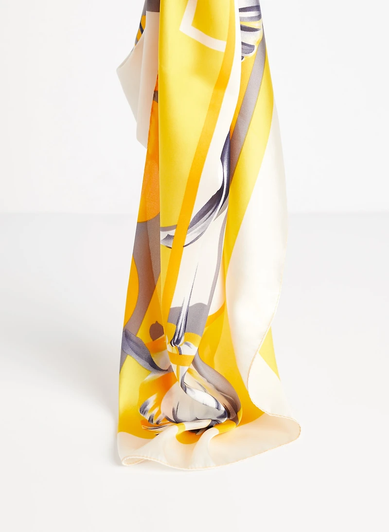Floral Print Square Scarf