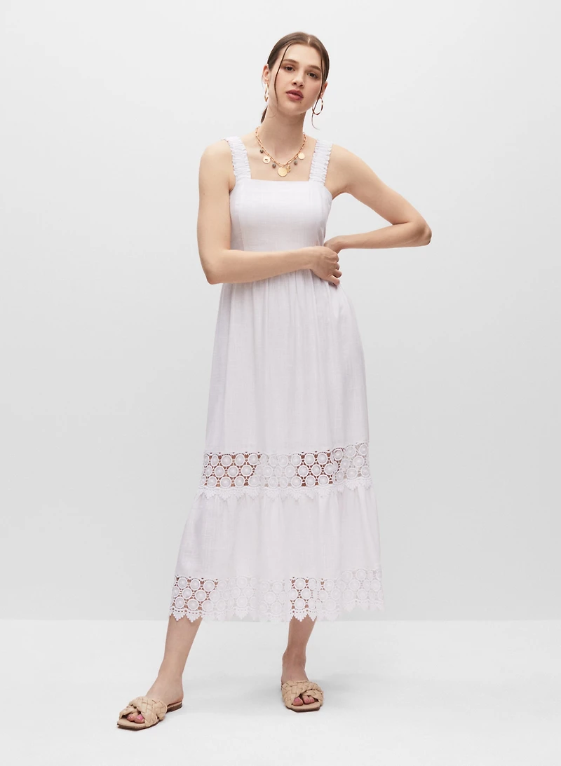 Tiered Crochet Detail Maxi Dress