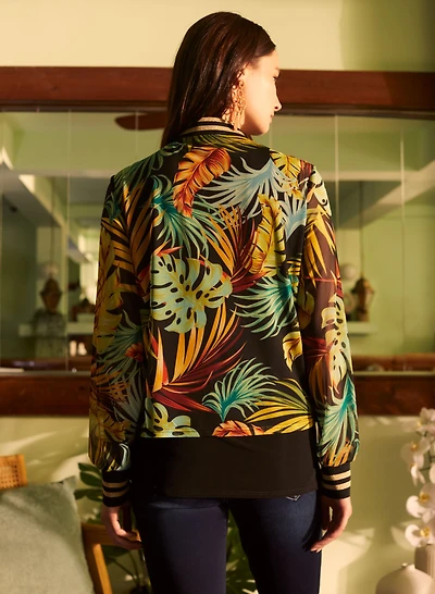 Veste à fermeture éclair et motif tropical