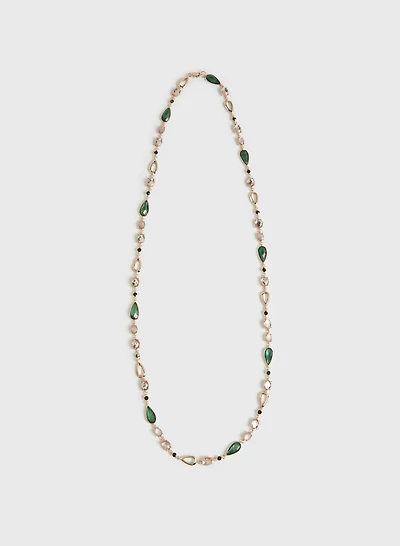 Links & Faceted Stones Necklace