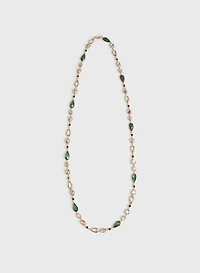 Links & Faceted Stones Necklace