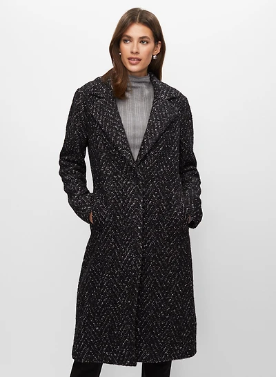 Mixed Herringbone Wool Coat