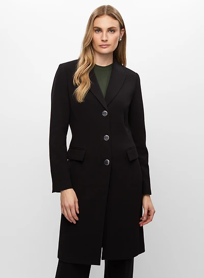 Notch Collar Long Knit Coat