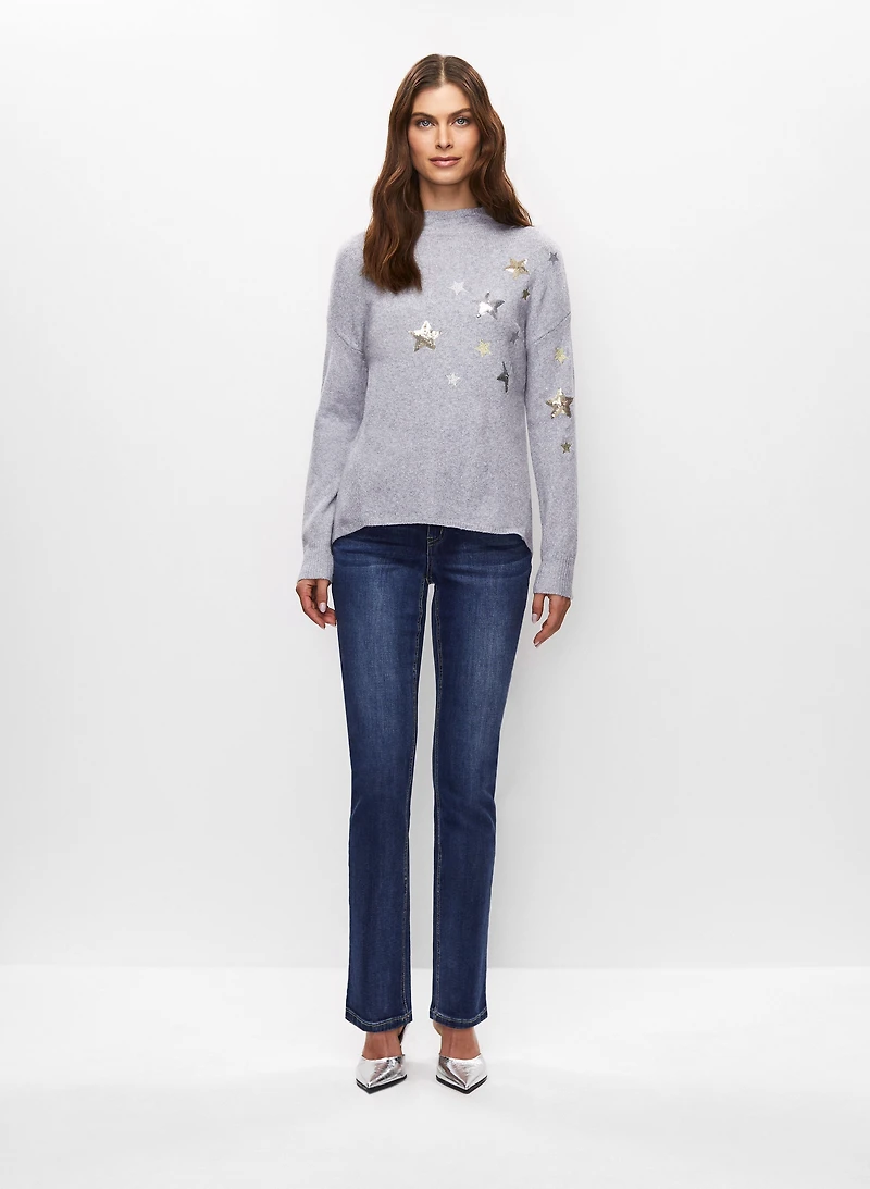 High-Low Star Detail Sweater