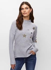 High-Low Star Detail Sweater