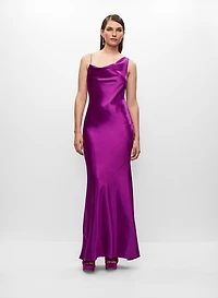 Aidan Mattox - Asymmetrical Strap Satin Gown