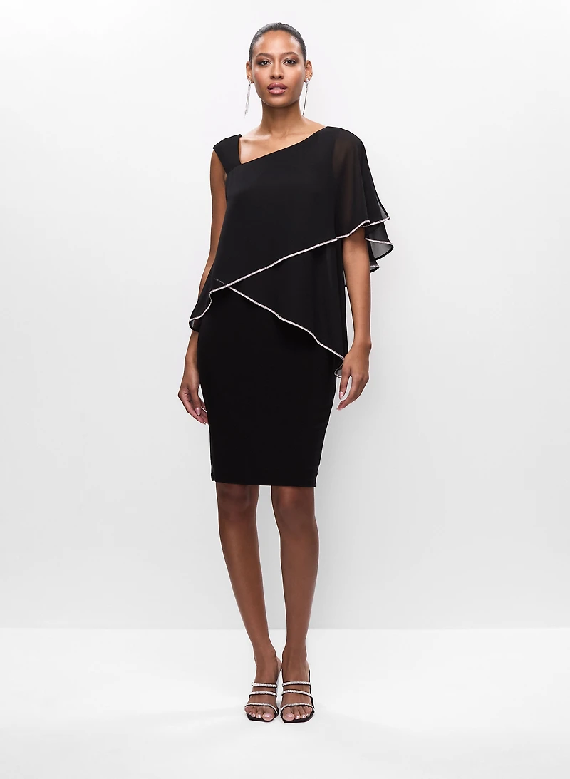 Joseph Ribkoff - Rhinestone Trim Chiffon Dress