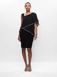 Joseph Ribkoff - Rhinestone Trim Chiffon Dress