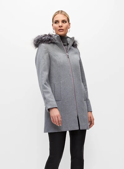Hooded Wool Blend Coat