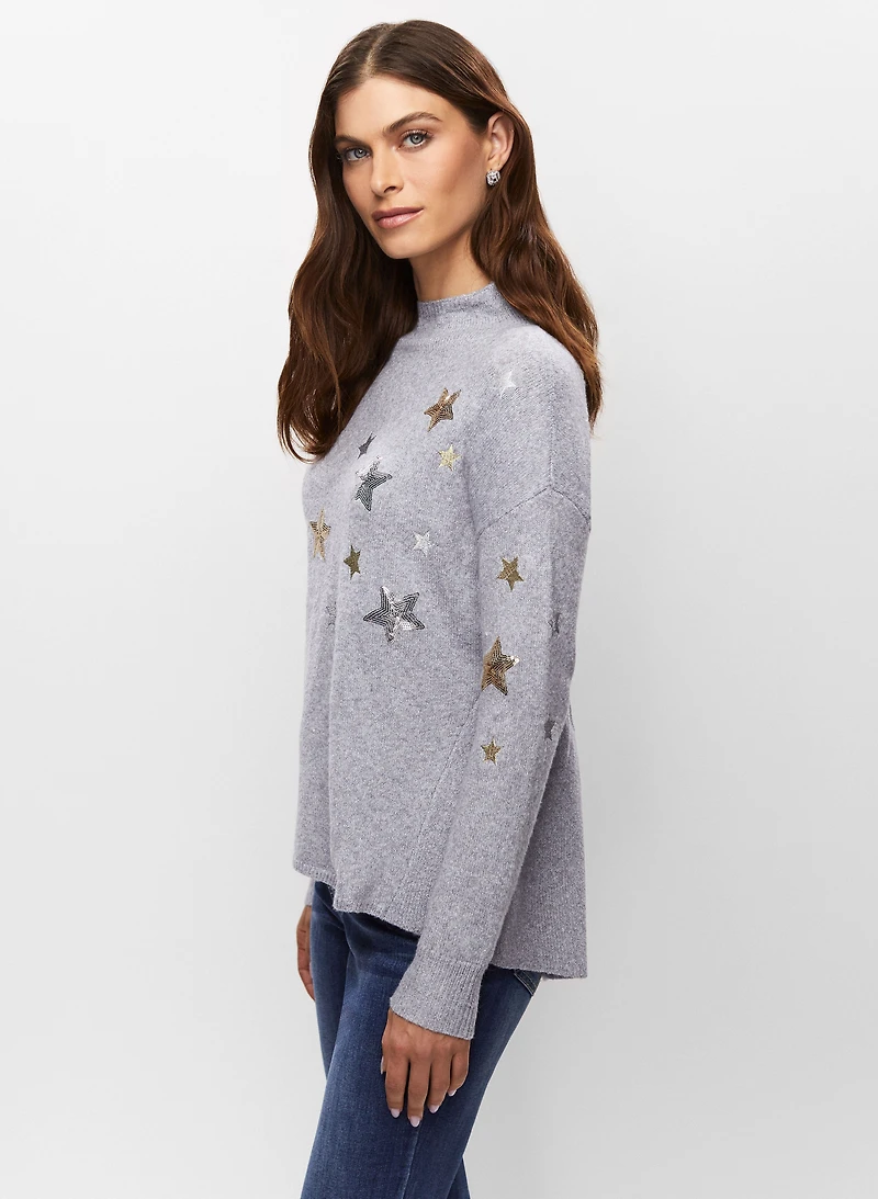 High-Low Star Detail Sweater