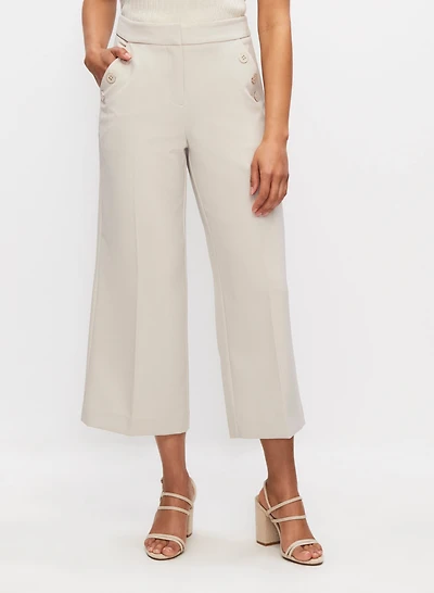 Pantalon gaucho à enfiler boutons décoratifs