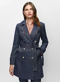 Double-Breasted Denim Trench Coat