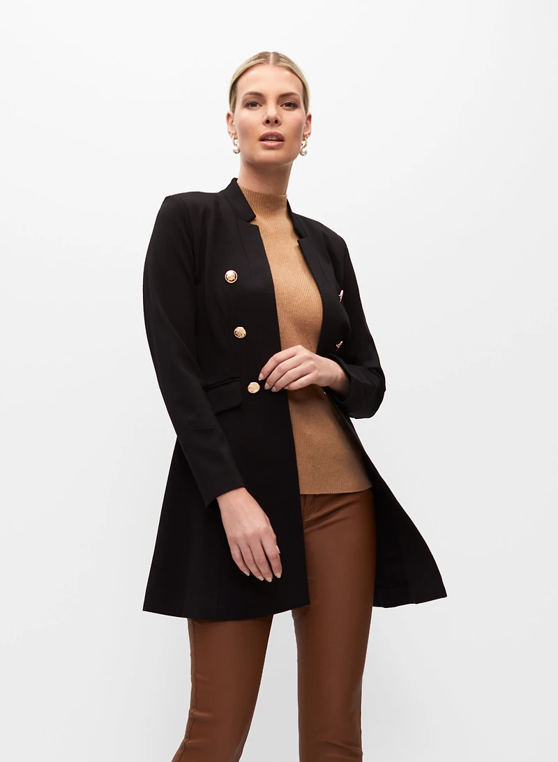 Blazer à col cranté inversé et boutons dorés